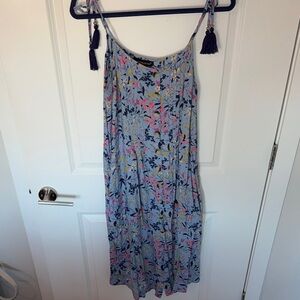 Chic Blue Floral Midi Dress